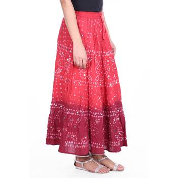 Red printed cotton skirts 4