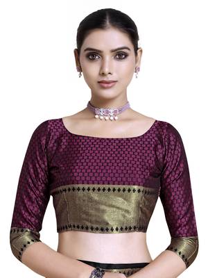Black woven art silk saree with blouse 5