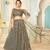 Grey embroidered net semi stitched lehenga