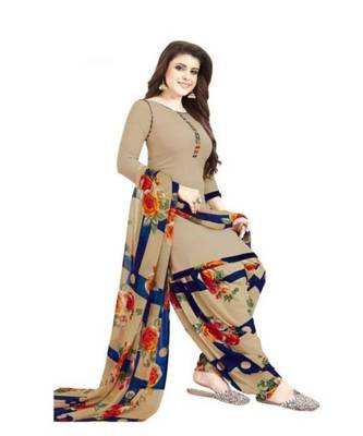 Beige Floral Printed readymade Salwar Kameez With Dupatta 1