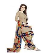 Beige Floral Printed readymade Salwar Kameez With Dupatta
