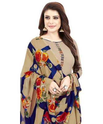 Beige Floral Printed readymade Salwar Kameez With Dupatta 2