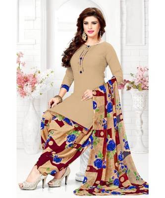 Beige Floral Printed readymade Salwar Kameez With Dupatta 1