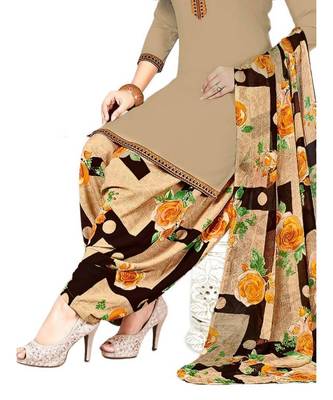 Beige Floral Printed readymade Salwar Kameez With Dupatta 3