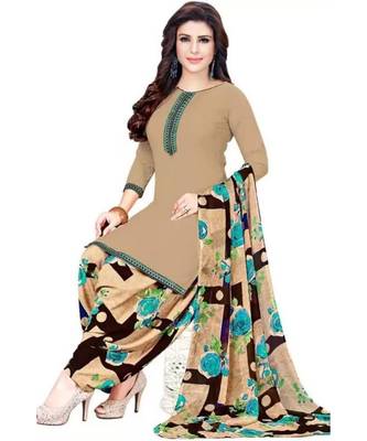 Beige Floral Printed readymade Salwar Kameez With Dupatta 1