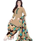 Beige Floral Printed readymade Salwar Kameez With Dupatta