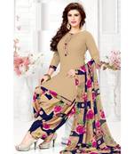 Beige Floral Printed readymade Salwar Kameez With Dupatta