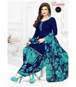 Navy Blue Crepe Printed stitched Salwar With Dupatta