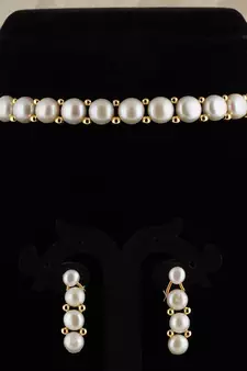 Natural Fresh Water Pearl  Choker Set From Hyderabad With Certificate of Authenticity