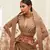 Stunning Brown Golden Sequins Work Art Silk Bridal Wedding Heavy Lehenga Choli with Dupatta