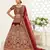 zari embroidered velvet dark red bridal lehenga set choli with dupattas