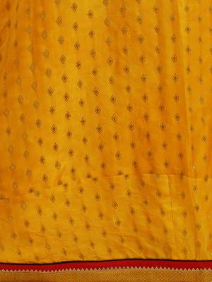 SheWill Red & Mustard Silk Blend Embroidered Semi Stitched Lehenga Style Suit 4