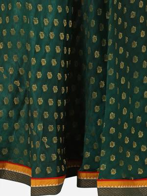 SheWill Mustard & Green Silk Blend Embroidered Semi Stitched Lehenga Style Suit 4