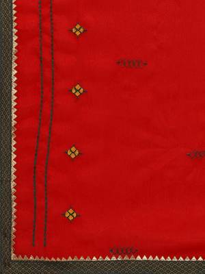 SheWill Green & Red Silk Blend Embroidered Semi Stitched Lehenga Style Suit 3