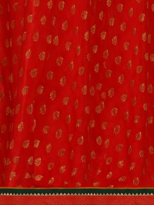 SheWill Green & Red Silk Blend Embroidered Semi Stitched Lehenga Style Suit 4