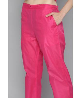 Kvsfab Women Pink & Gold-Toned Ethnic Motifs Kurta with Trousers & Dupatta 3