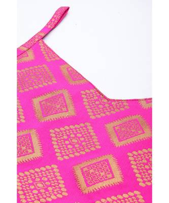 Kvsfab Women Pink & Gold-Toned Ethnic Motifs Kurta with Trousers & Dupatta 5