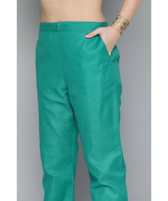Kvsfab Women Green & Gold-Toned Ethnic Motifs Kurta with Trousers & Dupatta 3