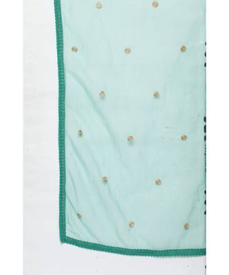 Kvsfab Women Green & Gold-Toned Ethnic Motifs Kurta with Trousers & Dupatta 4