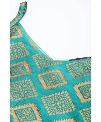 Kvsfab Women Green & Gold-Toned Ethnic Motifs Kurta with Trousers & Dupatta 5