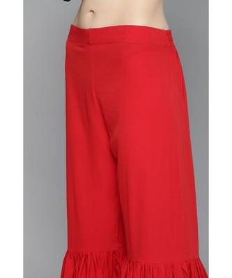 Kvsfab Women Green & Red Ethnic Motifs Kurta with Sharara & Dupatta 4