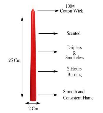 Atorakushon Smokeless Scented Red Colour Taper Stick Candles for Decorations Home Decor Festival Pack of 8 5