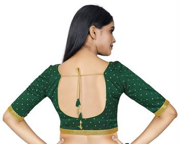 Green Color Art Silk ReadymaDE Saree Blouse 3