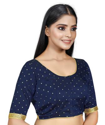 Navyblue Color Art Silk ReadymaDE Saree Blouse 2