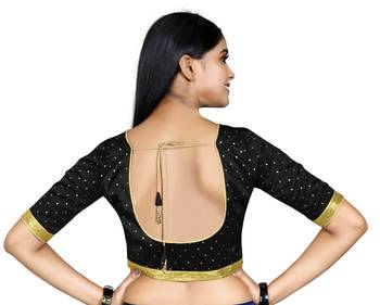 Black Color Art Silk ReadymaDE Saree Blouse 3