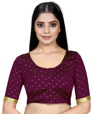 Wine Color Art Silk ReadymaDE Saree Blouse 1