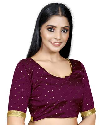 Wine Color Art Silk ReadymaDE Saree Blouse 2