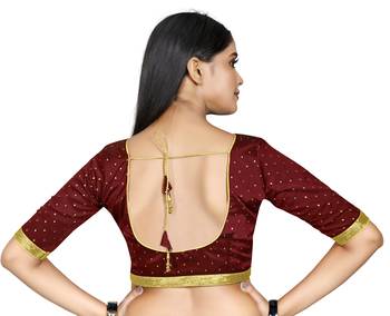 Maroon Color Art Silk ReadymaDE Saree Blouse 3