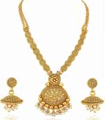 Gold gold plated Yellow Gold Alloy Necklace  Pair of Earring