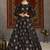 Black foilage print taffeta silk party wear gown