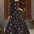 Black foilage print taffeta silk party wear gown
