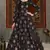 Black foilage print taffeta silk party wear gown