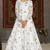 White foilage print taffeta Silk party wear gown