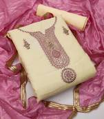 Women'S Light Yellow Modal Chanderi Unstitched Dress Material With Inner