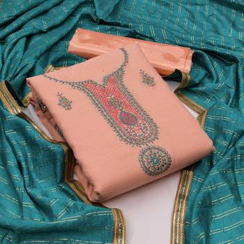 Peach embroidered chanderi salwar 1