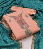 Peach embroidered chanderi salwar