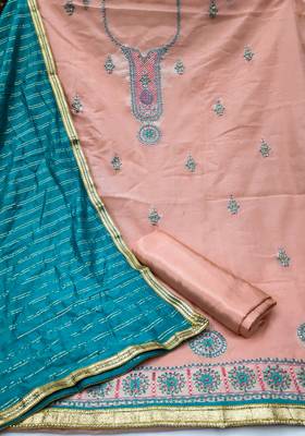 Peach embroidered chanderi salwar 2