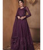 Purple Net Embroidery Party Wear Anarkali Suit