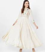 White Colored Embroidery Worked Soft Cotton Kurti