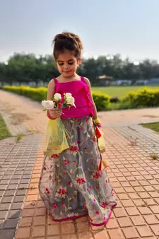Saka Designs Singlet Choli Lehenga With Dupatta Floral Embroidered