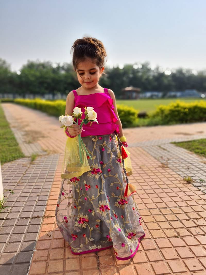 Saka Designs Singlet Choli Lehenga With Dupatta Floral Embroidered