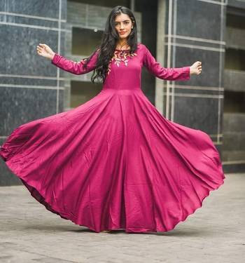 Pink Colored Full Flared Butti Work Kurta 1