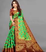 Green woven art silksaree with blouse