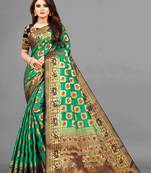 Green woven art silksaree with blouse