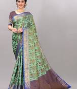 Green woven art silksaree with blouse