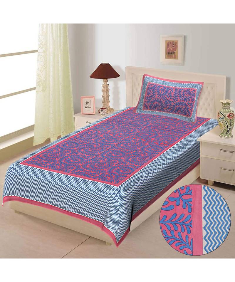 Pink pure cotton  bed sheet & pillow cover